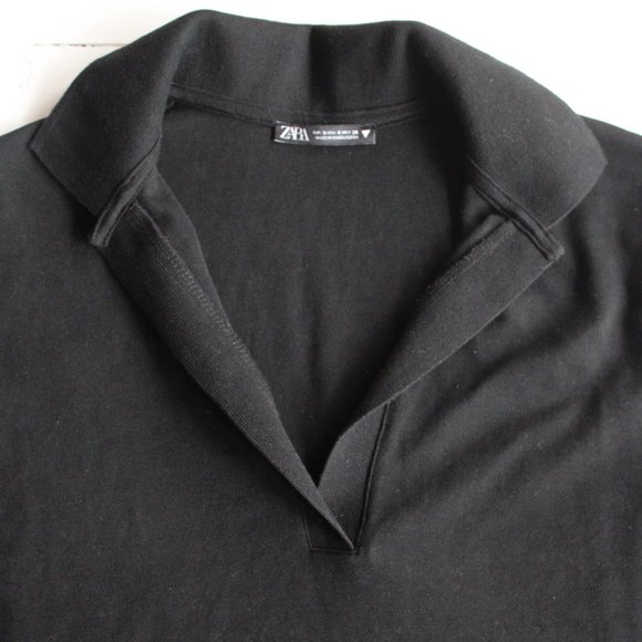 Black Short Sleeve Polo Shirt Dress - Picture 3 of 7